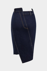 Denim Asymmetry Button Skirt