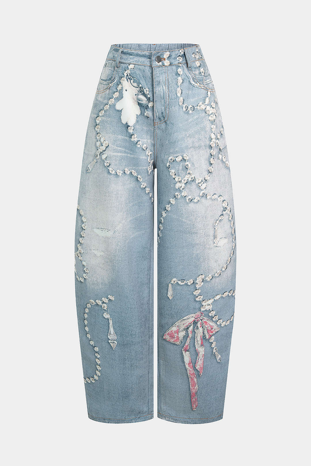 Artistic Print High Waist Wide Leg Pants