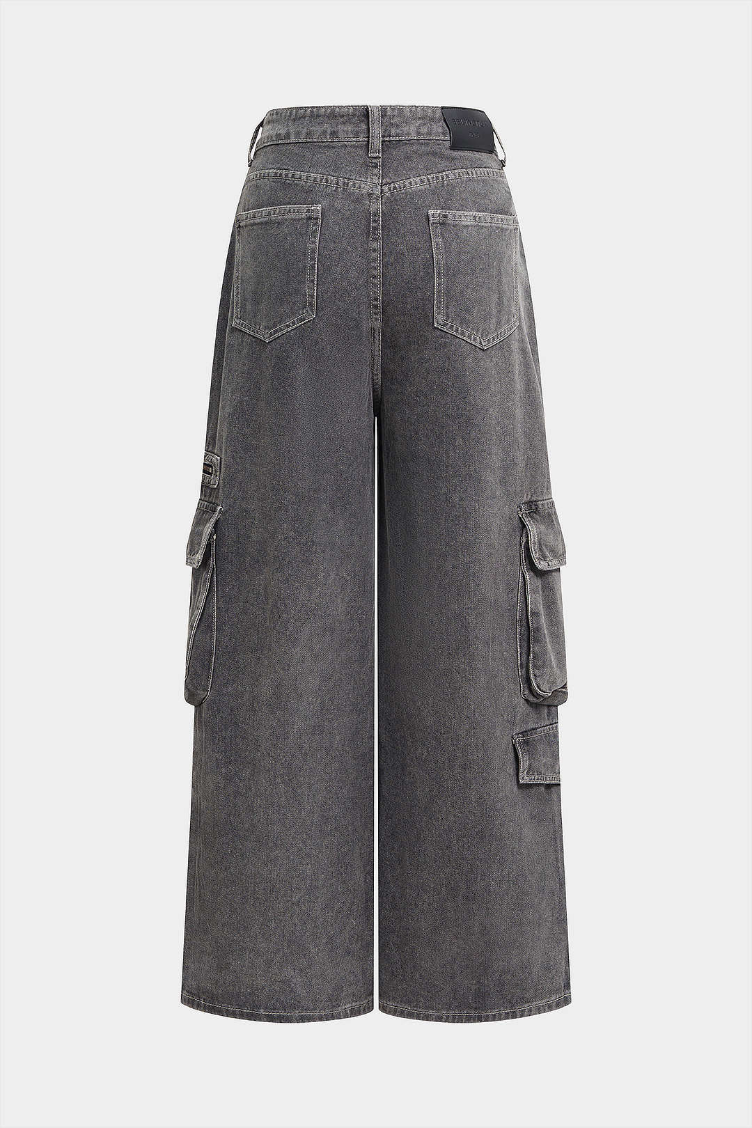 Denim Ripped Pocket Straight Leg Jeans