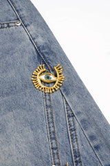 Denim Metallic Decor Wide Leg Jeans