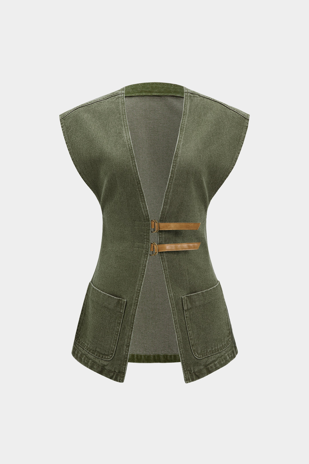 Denim V-Neck Pocket Vest