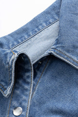 Denim  Asymmetrical Zipper Long-Sleeve Jacket