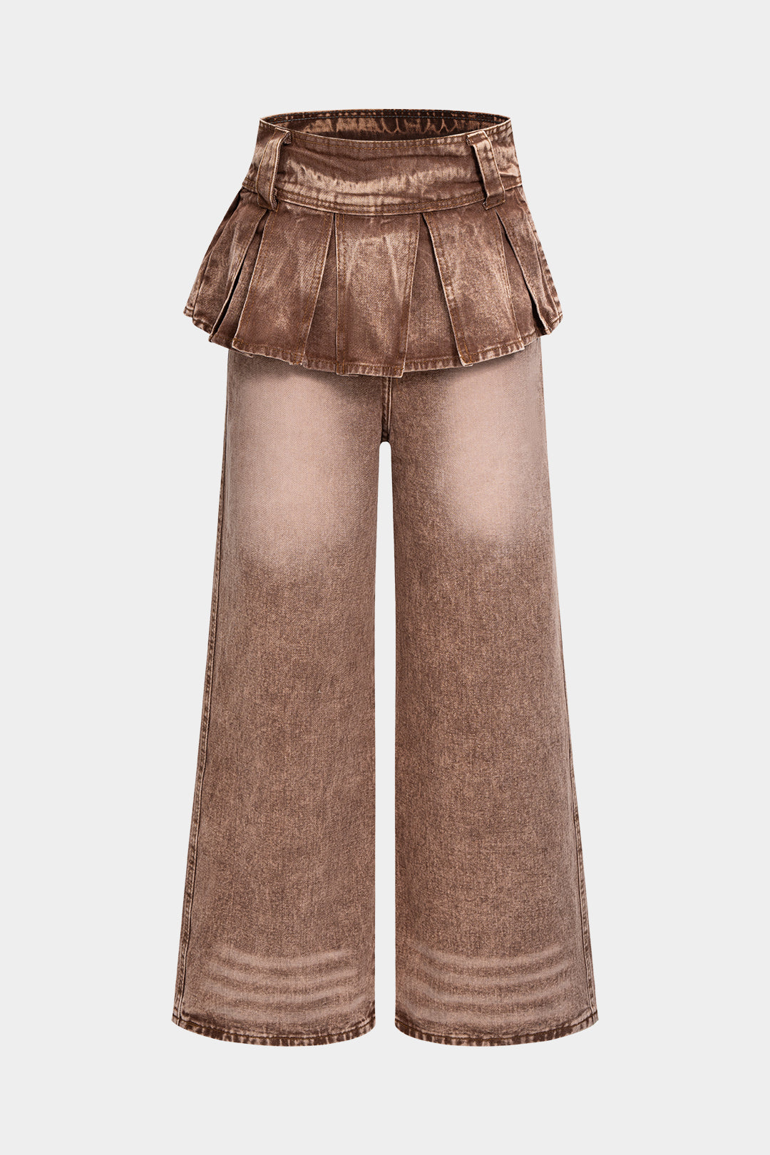 Denim Pleated Wide Leg Jeans