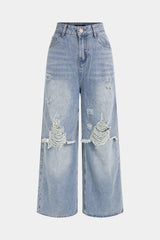 Denim Ripped Wide Leg Jeans