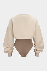 Contrast Two-Piece Long Sleeve Bodysuit