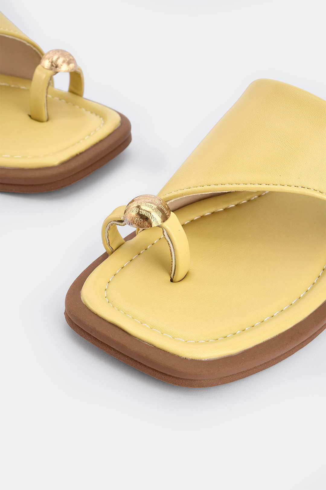 Contrast Open Toe Flats
