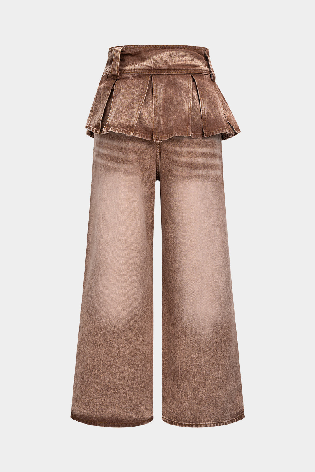 Denim Pleated Wide Leg Jeans