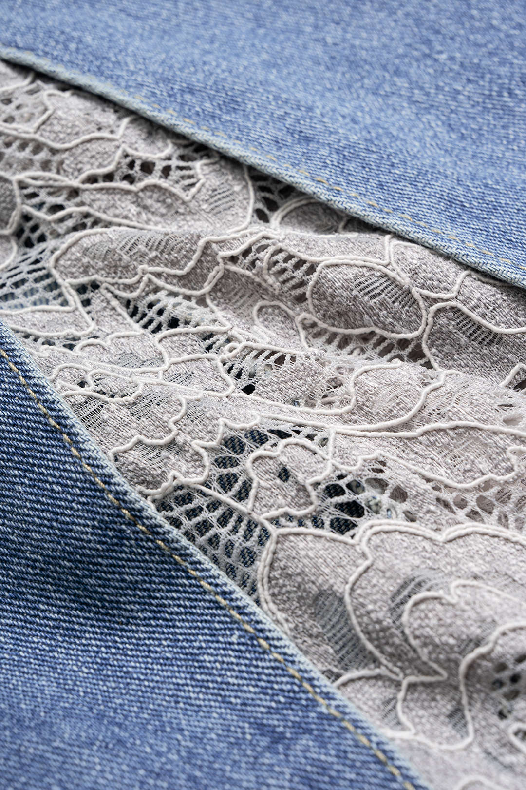 Denim Patchwork Wide Leg Jeans