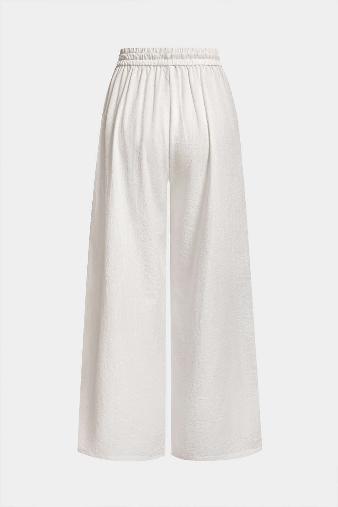 Contrast Binding Drawstring Shirred Waistband Wide Leg Pants