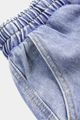 Denim Drawstring Shirred Waistband Jeans