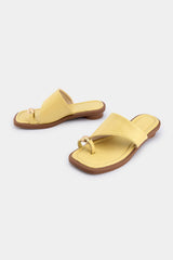 Contrast Open Toe Flats