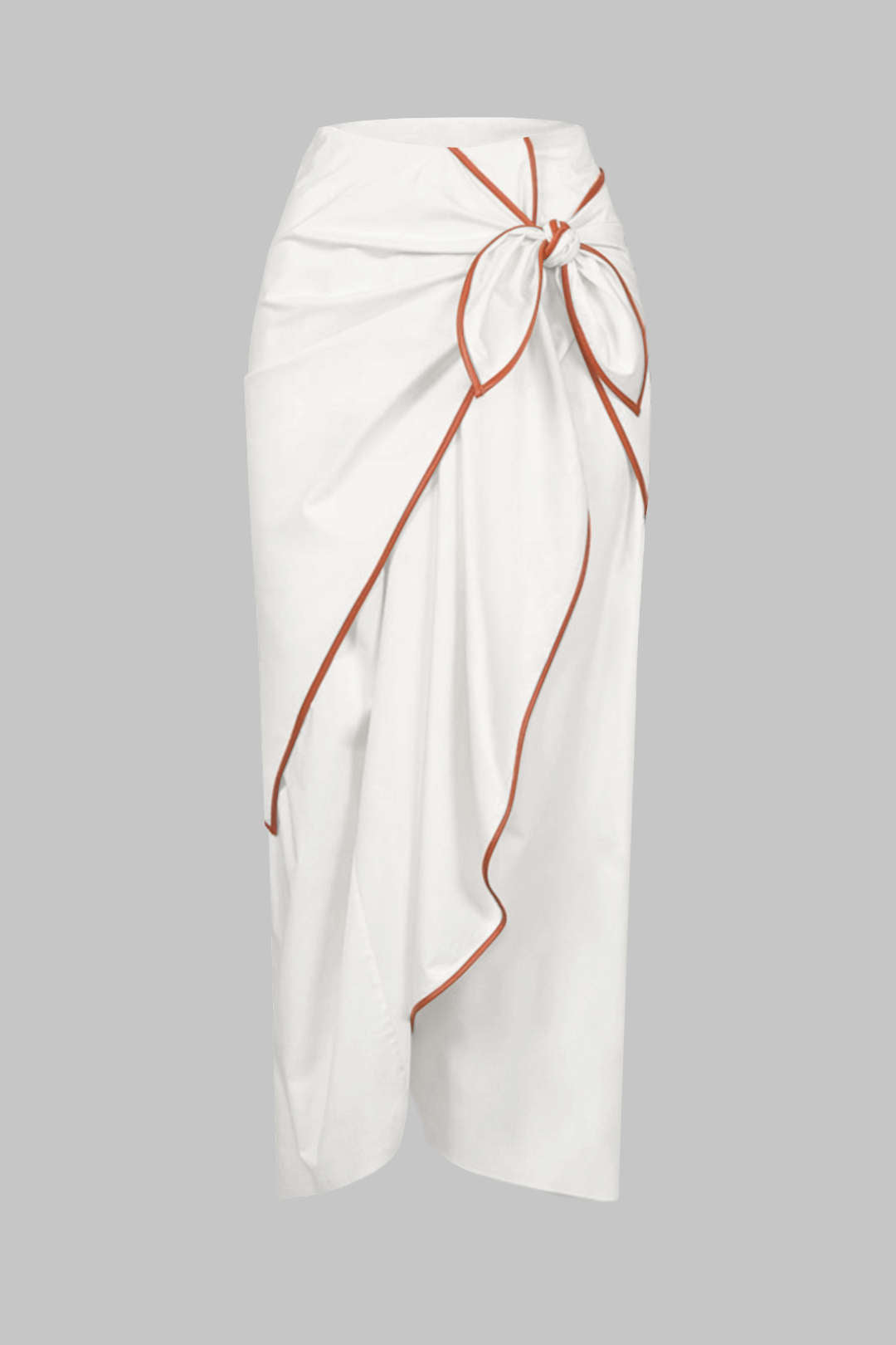 Contrast BInding Ruched Knotted Skirt