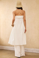 Contrast Binding Ruched Asymmetrical Tube Top