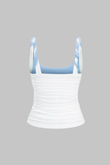 Contrast Twist Knot Ruched Cami Top