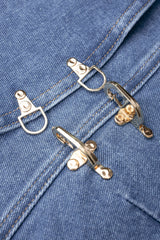 Denim Lapel V-Neck Wrap Buckle Vest