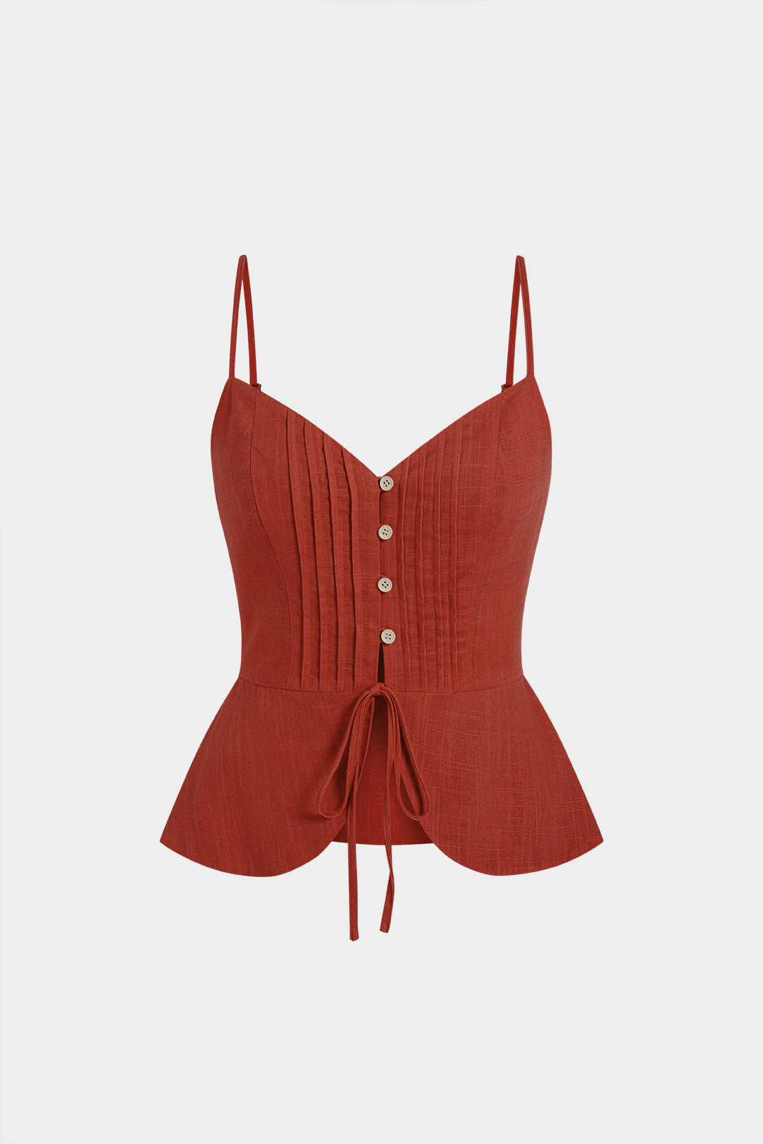 Button Ruched Tie-Up Cami Top