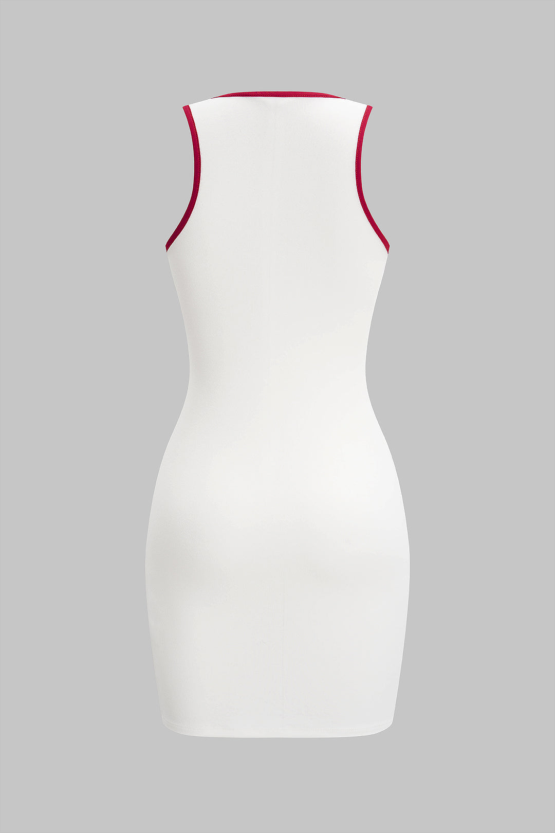 Contrast Binding Round Neck Slit Sleeveless Mini Dress