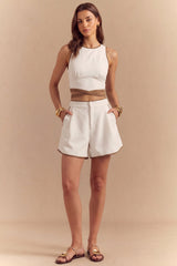 Contrast Binding High Waist Shorts