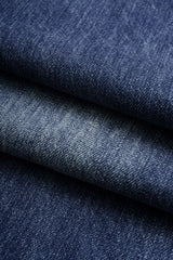 Denim Asymmetrical Frayed Barrel Jeans