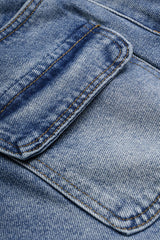 Denim High Waist Pocket Wide Leg Skirt