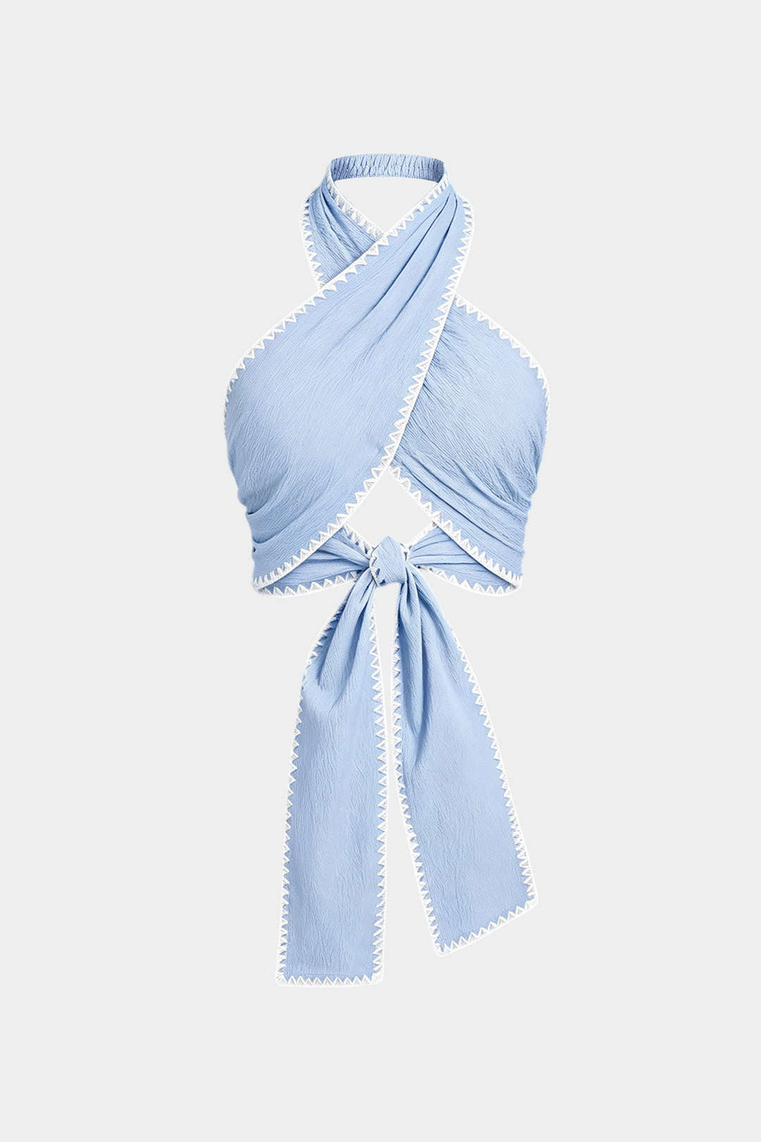 Contrast Binding Crossed Tie-Up Backless Tank Top