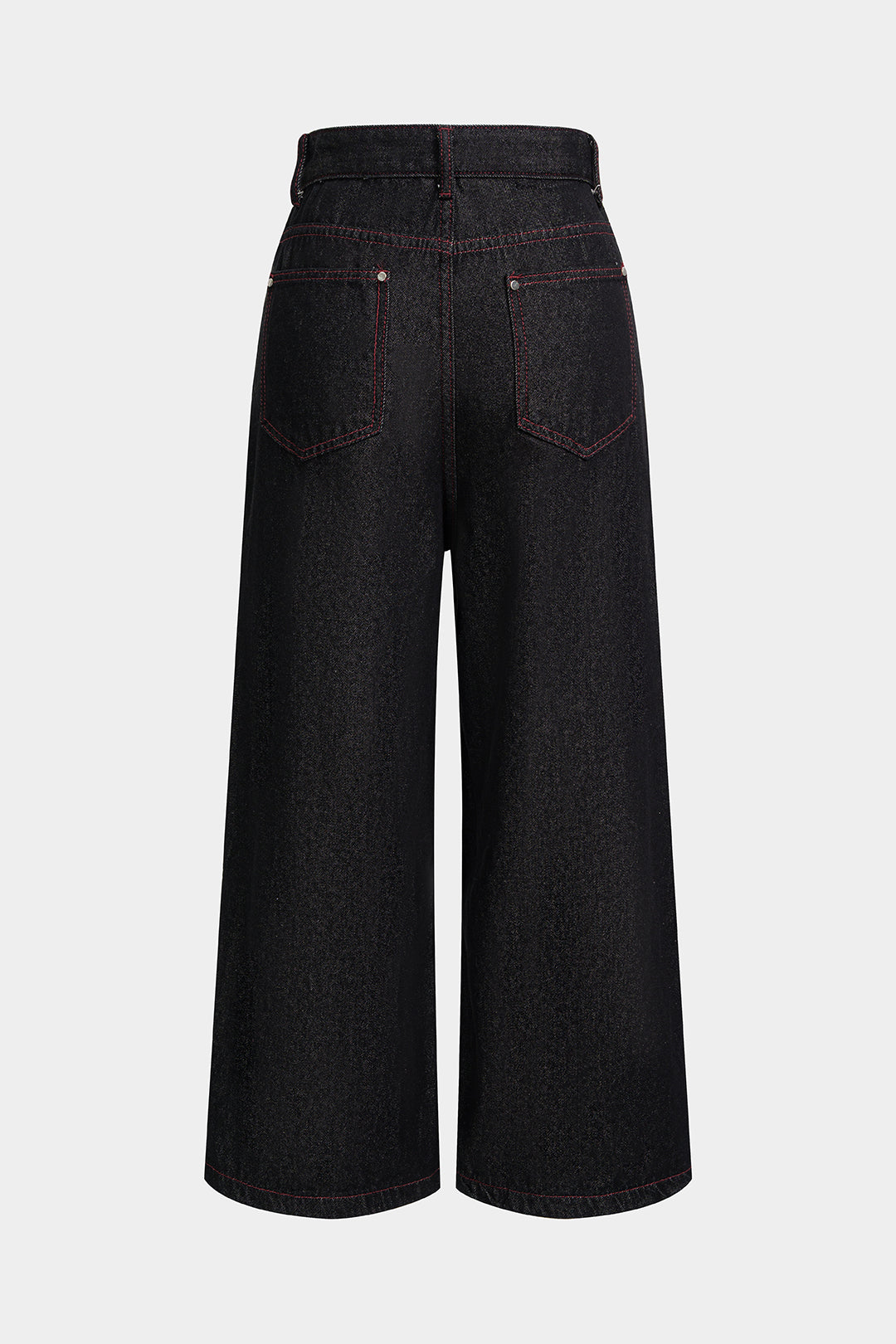 Denim Pocket Button Metallic Straight Leg Jeans