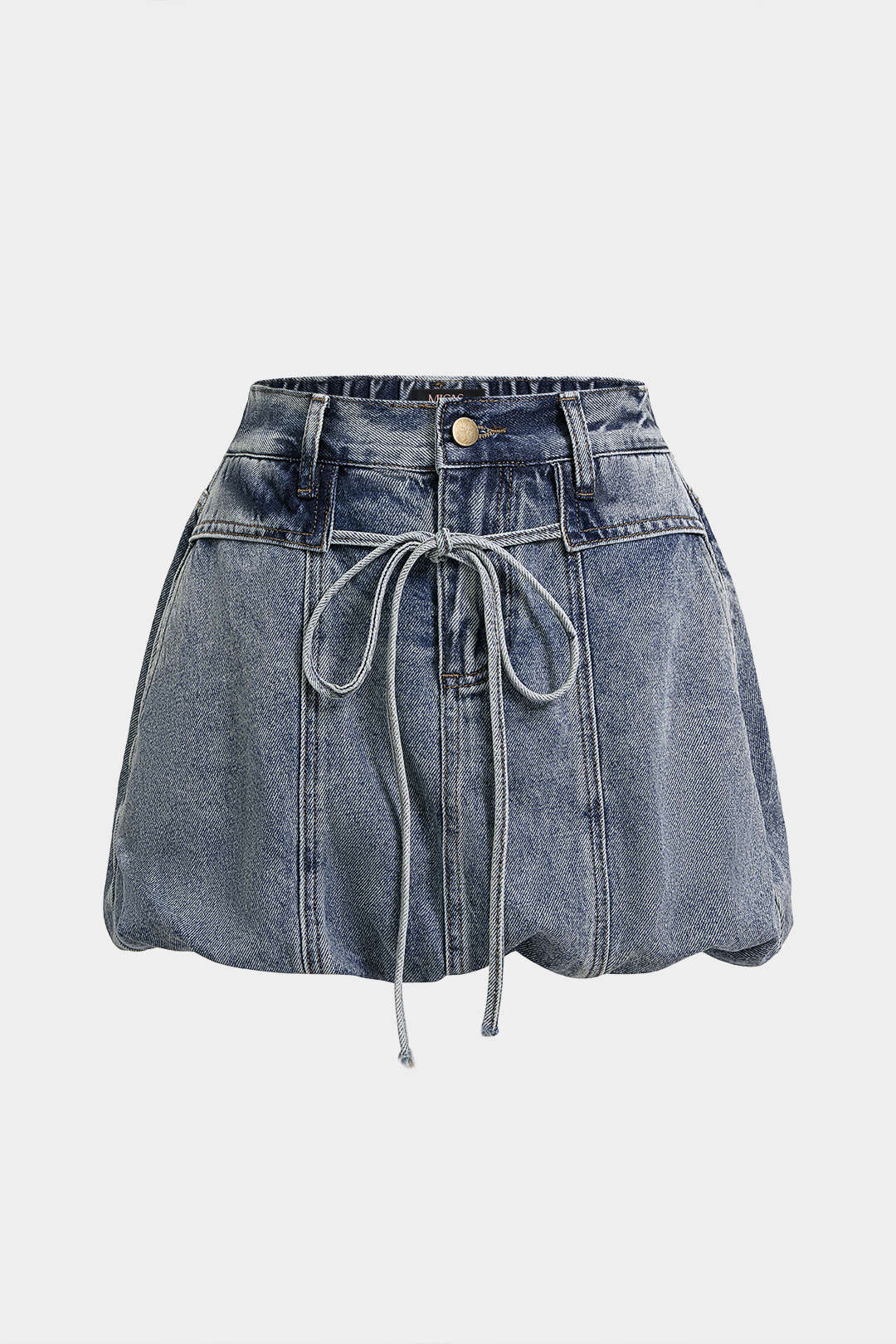 Denim Tie Front Pocket Mini Skirt
