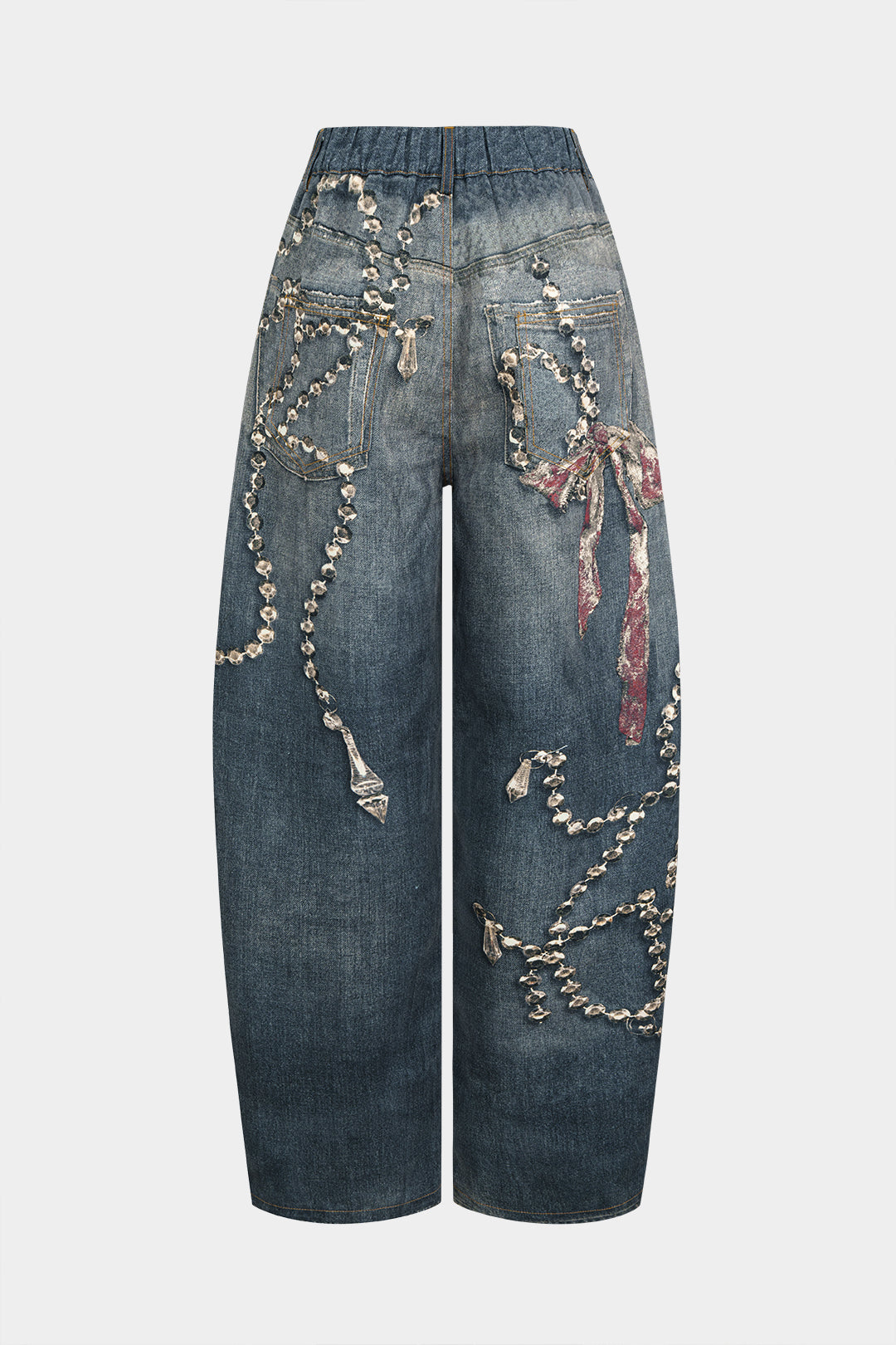 Artistic Print High Waist Wide Leg Pants