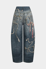 Artistic Print High Waist Wide Leg Pants