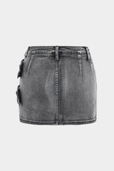 Denim Metallic Decor Skirt
