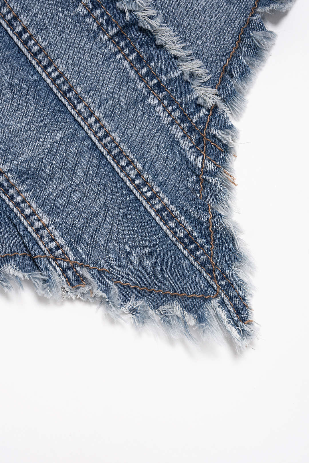 Denim Frayed Asymmetrical Tube Top