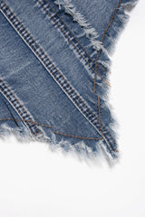 Denim Frayed Asymmetrical Tube Top