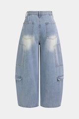 Denim Pocket Barrel Jeans