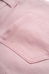 Denim Metallic Zipper Ripped Skirt