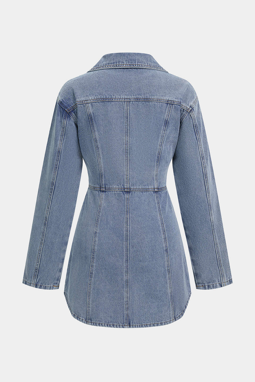 Denim Lapel Long Sleeve Mini Dress