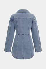 Denim Lapel Long Sleeve Mini Dress