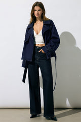 Denim Belted Asymmetrical Outerwear