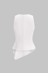 Cut Out Asymmetrical Button Tank Top