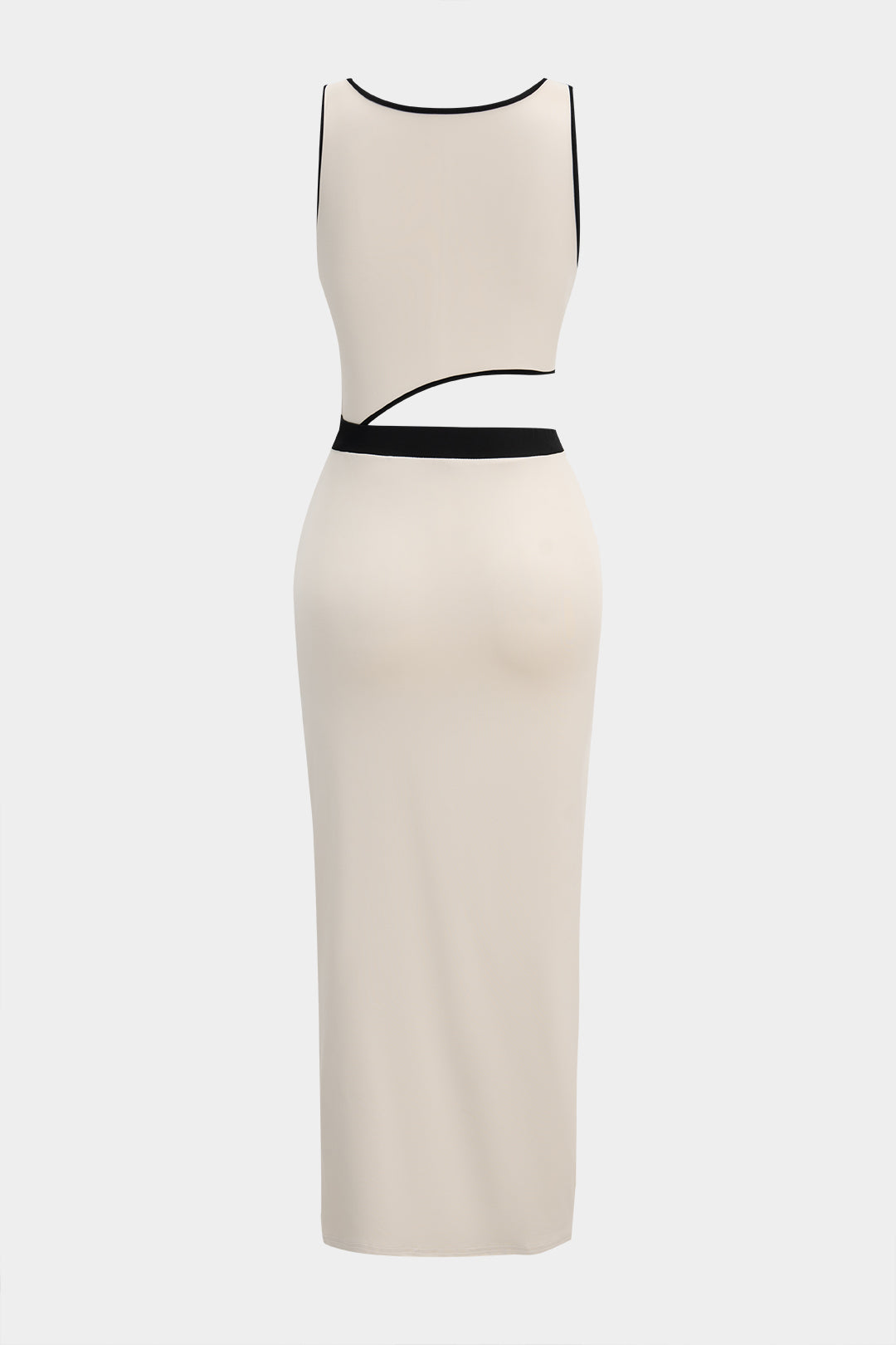 Contrast Print Cut Out Sleeveless Midi Dress