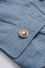 Contrast Irregular Button Lapel Short Sleeve Top