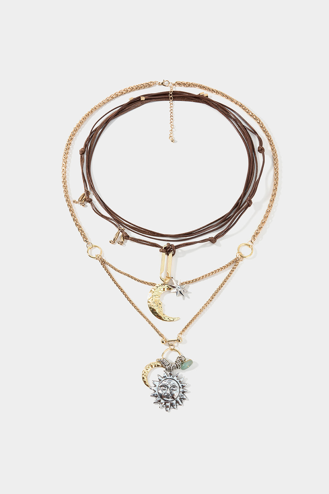 Alloy Multi-Layer Sun Moon Necklace