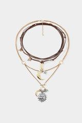 Alloy Multi-Layer Sun Moon Necklace