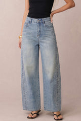 Denim Rhinestone High Waist Wide Leg Jeans