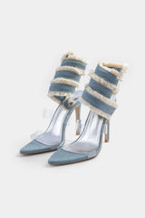 Denim Lace-up High Heel Sandals