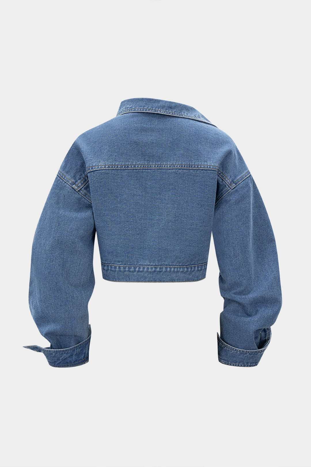 Denim  Asymmetrical Zipper Long-Sleeve Jacket