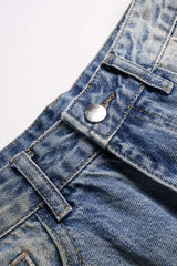 Denim Asymmetrical Wide Leg Jeans