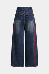 Denim Contrast Trim High Waist Jeans