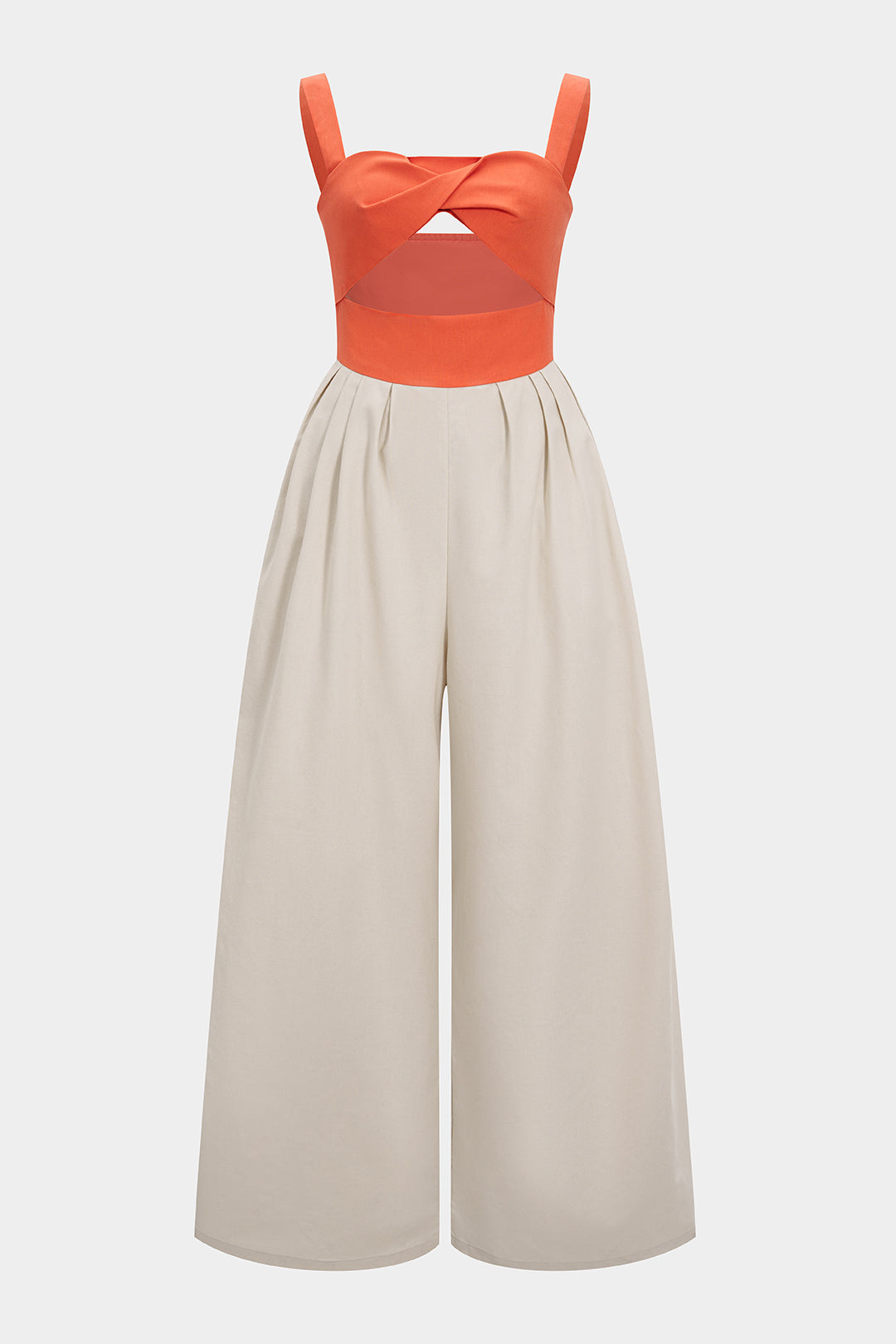 Contrast Cut Out Twist Knot Sleeveless Jumpsuit