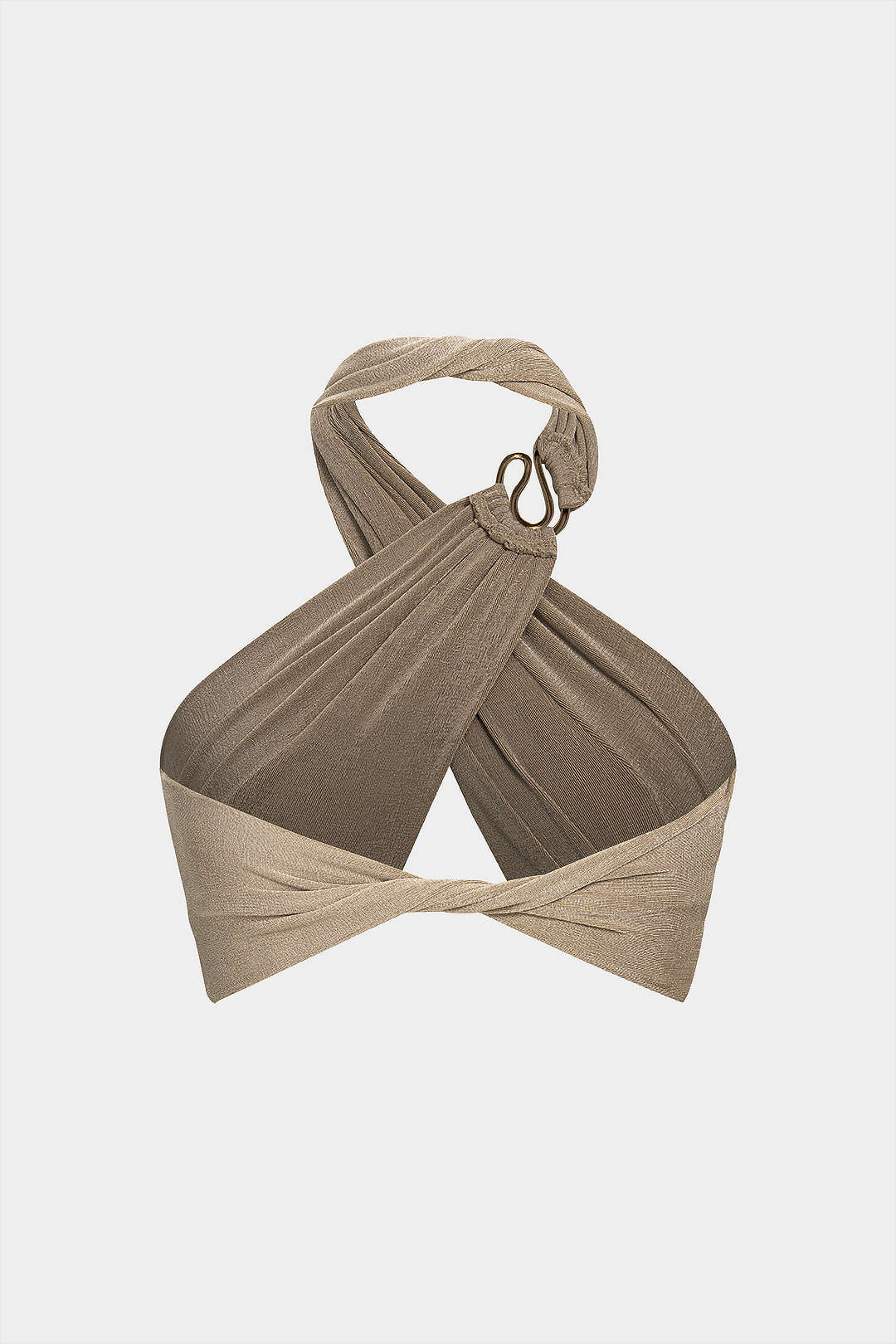 Crossed Ruched Twist Knot Halter Sleeveless Top