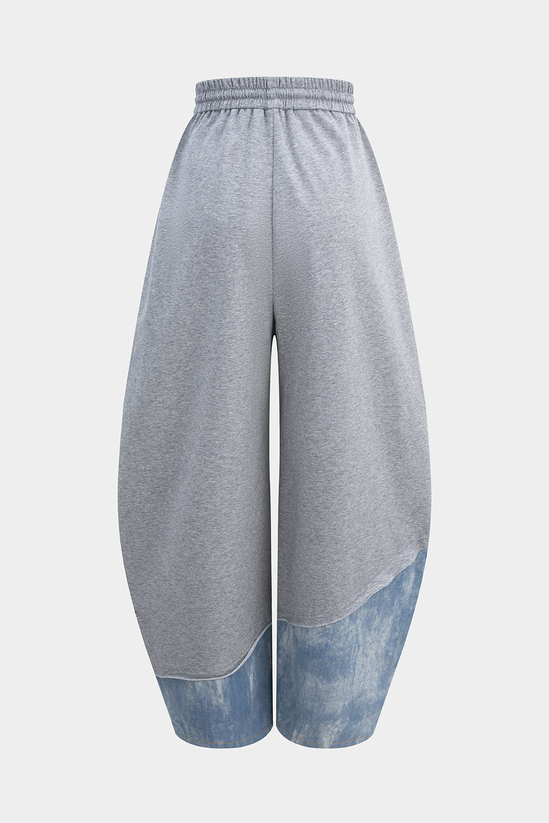 Denim Patchwork Drawstring Asymmetrical Pants